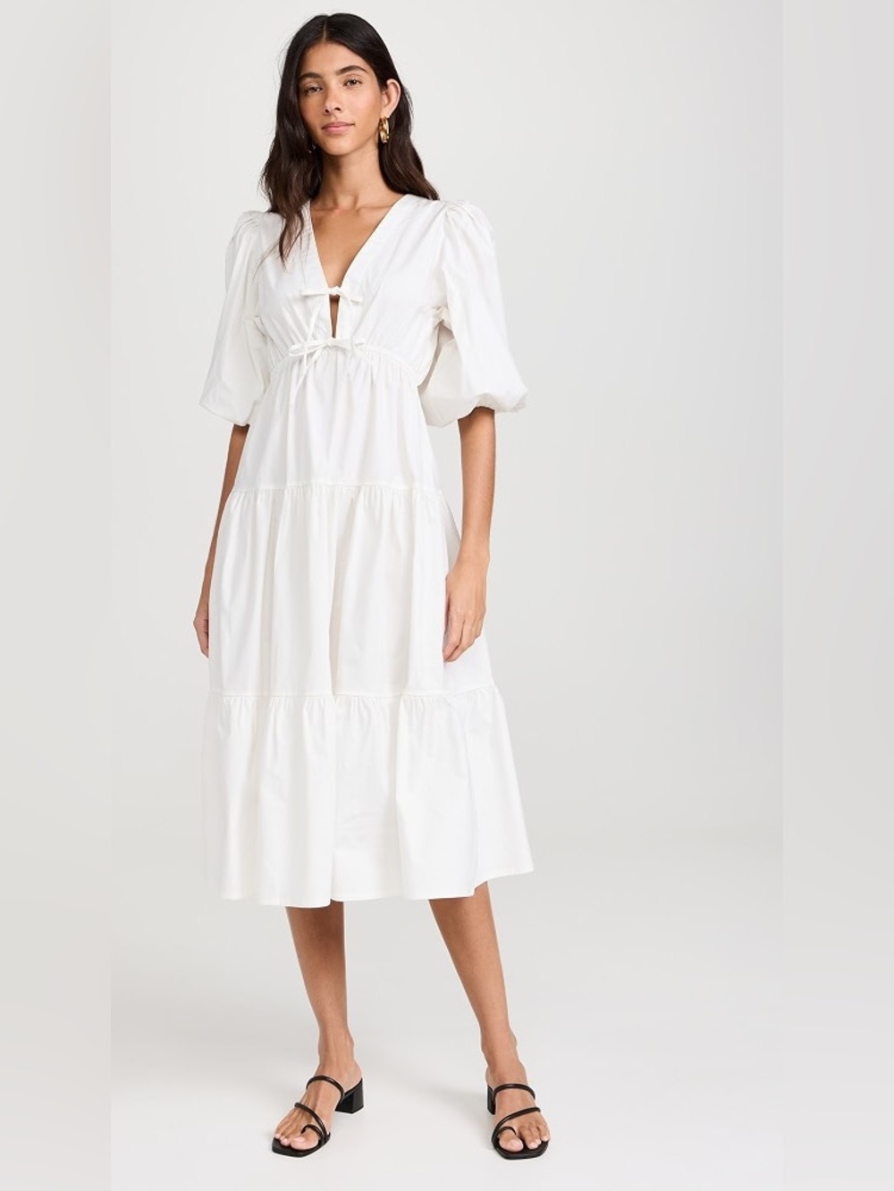 NWT The Lulo Project Lilies Tie Front 100% Cotton Midi Dress - Size Small